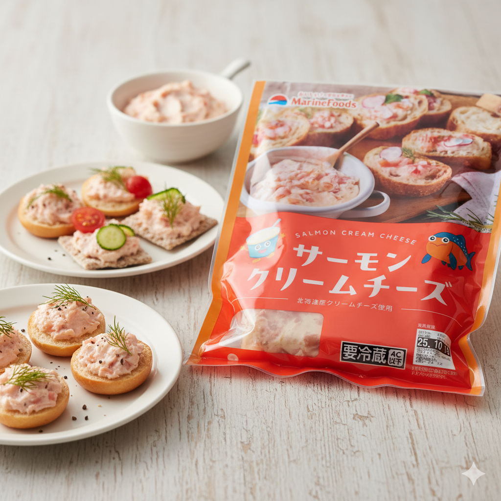 コストコ発見!マリンフーズ「サーモンクリームチーズ 90g×4パック」で叶う、贅沢おうちバル